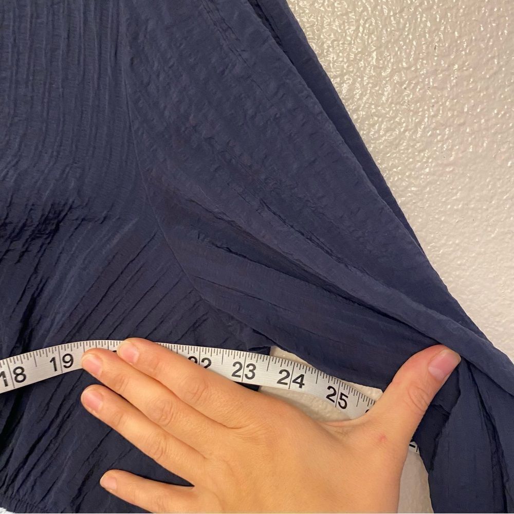 Lane Bryant Tiered Crepe Maxi Dress Blue Colorblock Long Sleeve V-Neck Plus 20P - Picture 8 of 12